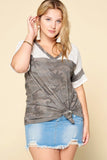 Camouflage Printed Loose-fit Knit Top