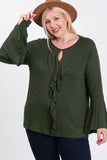 Long Bell Sleeve Ruffle Keyhole