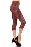 Printed, High Waisted, Capri Leggings With An Elasticized Waist Band