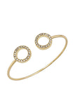 Metal Round Stone Open Cuff Bracelet