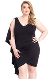 Back Shoulder Cape Plus Size Mini Dress