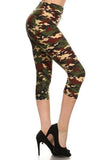 Multi-color Print, Cropped Capri Leggings