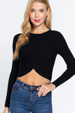 Crew Neck Knotted Crop Sweater