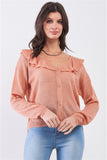 Round Neck Bertha Collar Button-front Cardigan