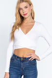 Surplice W/tie Rib Knit Top