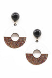 Resin Half Glitter Round Dangle Earring