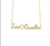 Tiny Treasure Double Name Necklace Gold With Heart