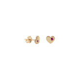 Daric Coin Edge Tiny Heart Stud Earrings